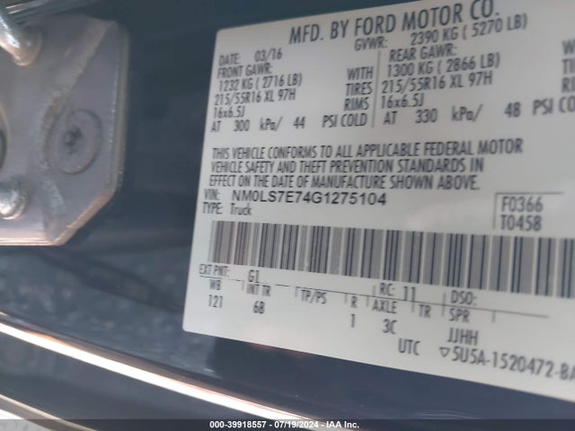 Ford Transit Connect Xl 2016 NM0LS7E74G1275104 Image 9