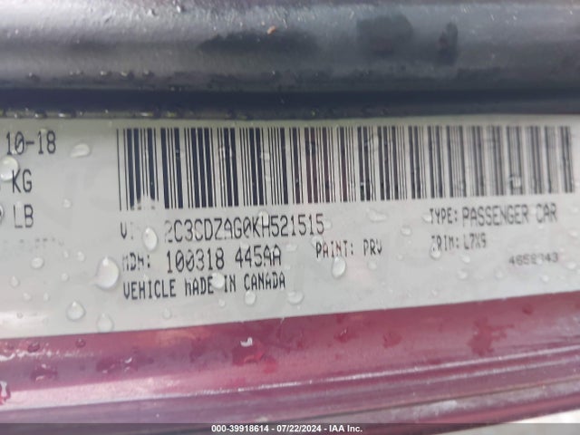 Dodge Challenger Sxt 2019 2C3CDZAG0KH521515 Image 9