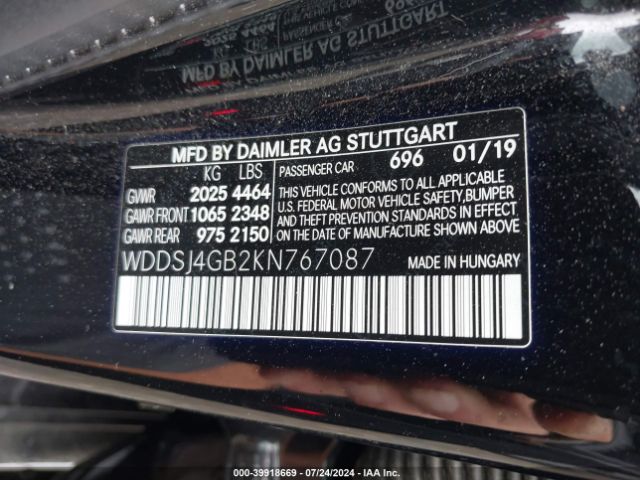 WDDSJ4GB2KN767087 Mercedes-Benz CLA 250 4MATIC