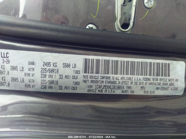 1C4PJMDXXLD618014 Jeep Cherokee Limited 4x4