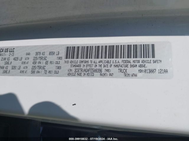 3C6TRVAGXFE508396 RAM Promaster 1500 Low Roof