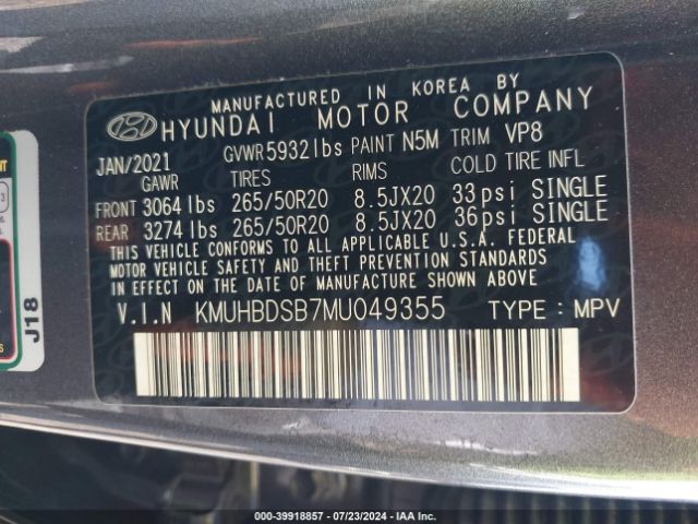 KMUHBDSB7MU049355 Genesis Gv80 2.5t Awd