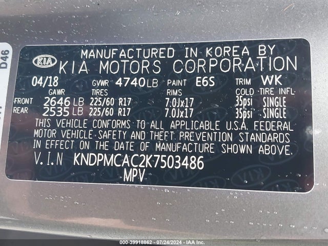 KIA Sportage Lx 2019 KNDPMCAC2K7503486 Image 9