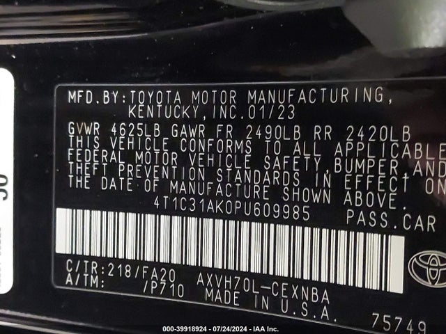 Toyota Camry Le Hybrid 2023 4T1C31AK0PU609985 Image 9