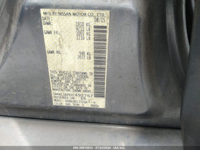 1N4AL3APXFC492767 Nissan Altima 2.5 Sv