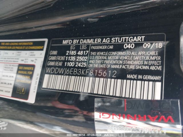 WDDWJ6EB3KF815612 Mercedes-Benz Amg C 43 4matic