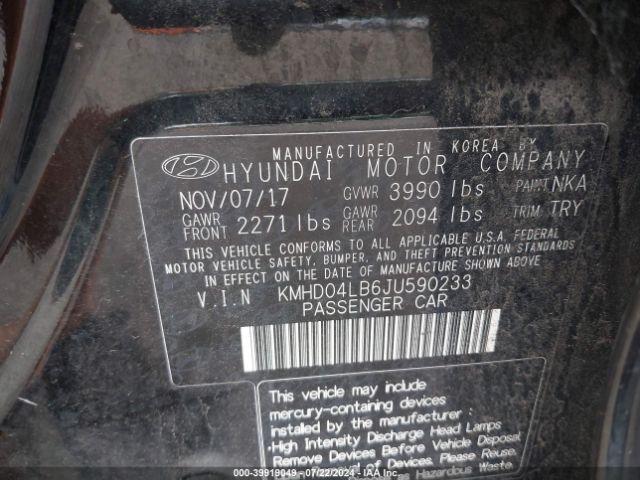 KMHD04LB6JU590233 Hyundai Elantra Sport