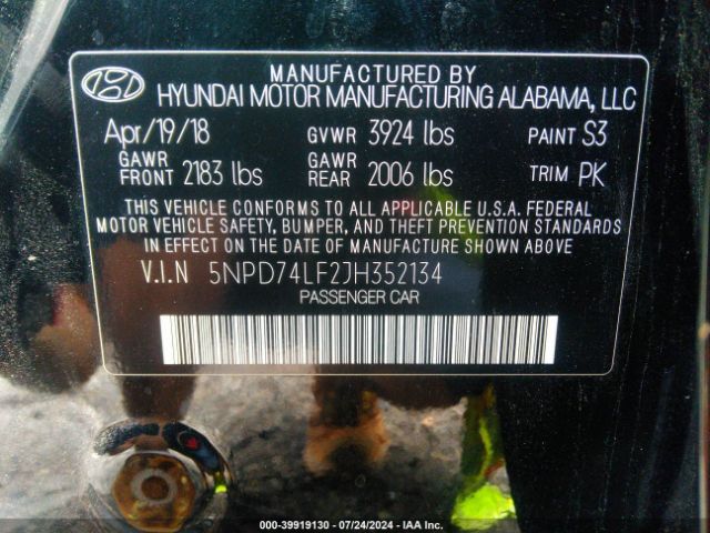 5NPD74LF2JH352134 Hyundai ELANTRA SE