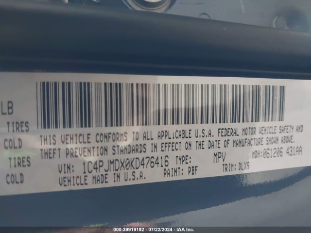 Jeep Cherokee Limited 4x4 2019 1C4PJMDX0KD476416 Image 9
