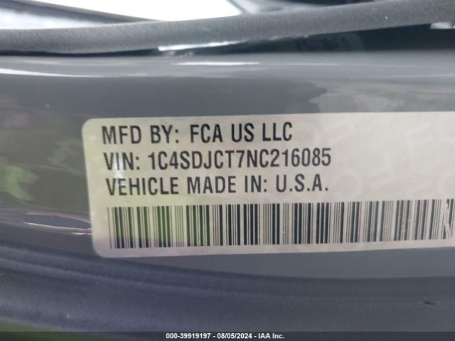 1C4SDJCT7NC216085 Dodge Durango R/t Awd