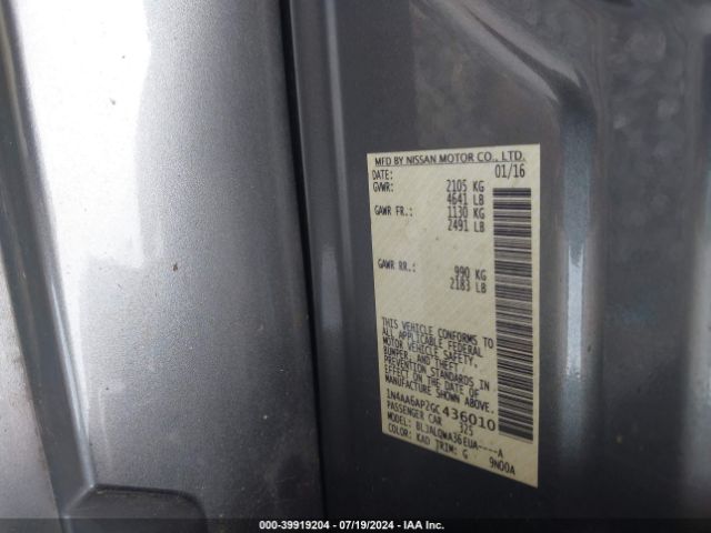 1N4AA6AP2GC436010 Nissan Maxima 3.5 S