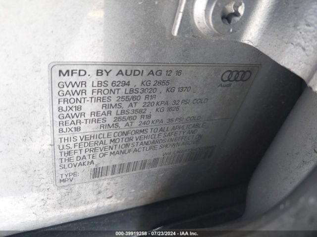 WA1LHAF73HD039860 Audi Q7 2.0t Premium