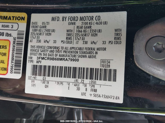 Ford Bronco Sport Big Bend 2021 3FMCR9B68MRA79900 Image 9