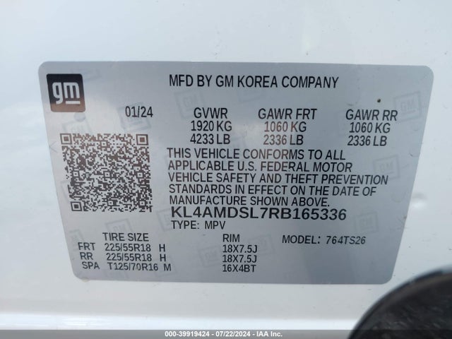 KL4AMDSL7RB165336 Buick Encore Gx Sport Touring Fwd