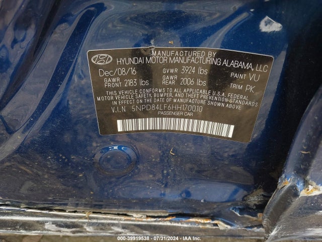 Hyundai ELANTRA SE 2017 5NPD84LF6HH170010 Image 9