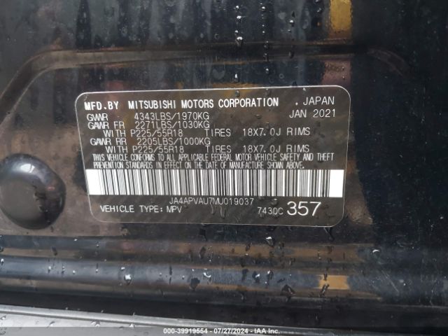 JA4APVAU7MU019037 Mitsubishi Outlander Sport 2.0 Se 2wd