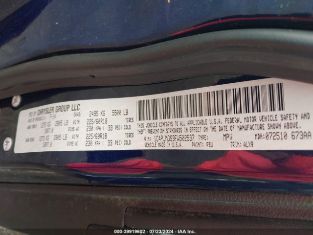 1C4PJMDS3FW502537 Jeep Cherokee Limited