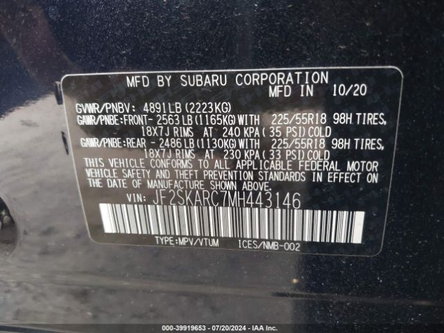JF2SKARC7MH443146 Subaru Forester Sport