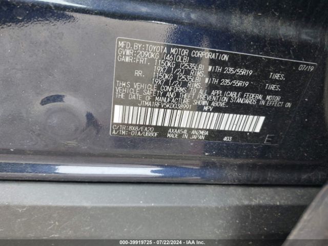 JTMA1RFV5KD038991 Toyota Rav4 Xle Premium