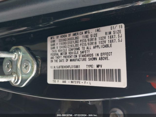 5J8TB3H34FL015861 Acura RDX