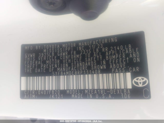 Toyota COROLLA LE 2024 5YFB4MDE8RP111408 Image 9