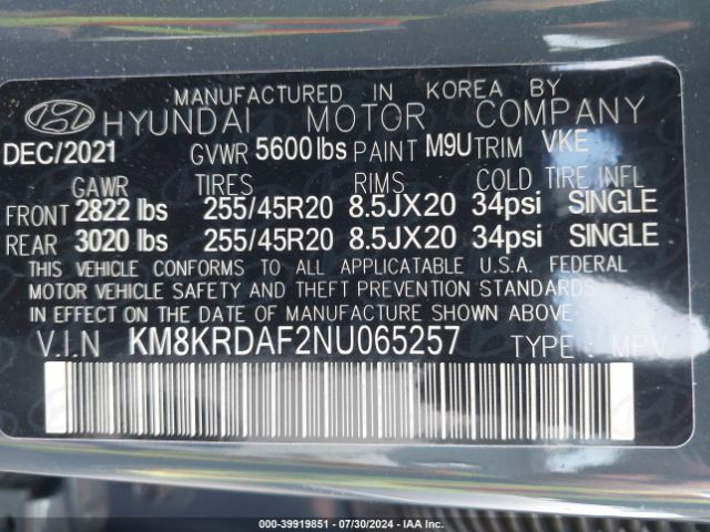 KM8KRDAF2NU065257 Hyundai Ioniq 5 Limited