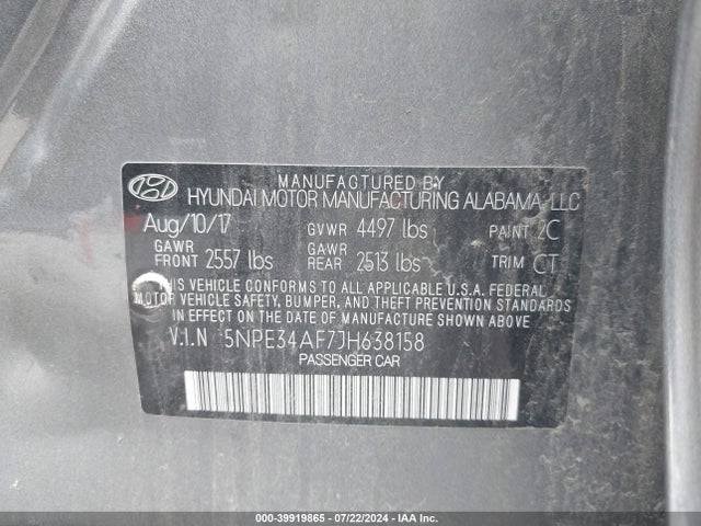 Hyundai SONATA SEL 2018 5NPE34AF7JH638158 Image 9
