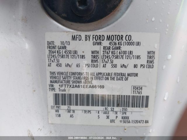 1FT7X2A61EEA66169 Ford F-250 Xl
