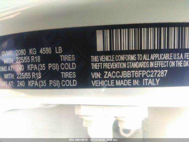 ZACCJBBT6FPC27287 Jeep Renegade Latitude