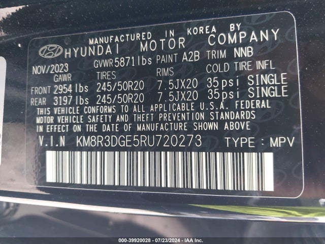 Hyundai Palisade Xrt 2024 KM8R3DGE5RU720273 Image 9