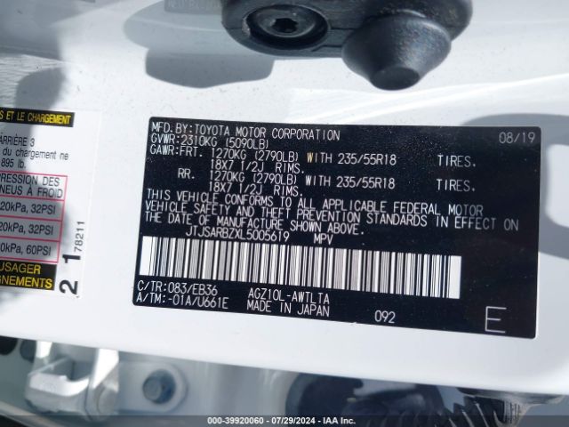 JTJSARBZXL5005619 Lexus Nx 300 F Sport