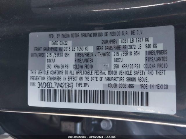 3MVDMBDL7NM421349 Mazda Cx-30 Premium