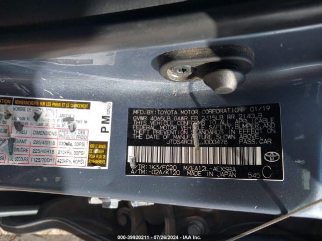 2020 TOYOTA COROLLA JTDS4RCE8LJ000478 Photo 8