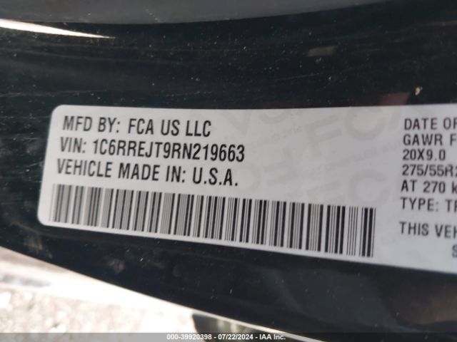 1C6RREJT9RN219663 RAM 1500 Laramie  4x2 5'7 Box