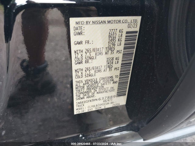 Nissan Frontier Long Bed Sv 4x4 2023 1N6ED1FK9PN637889 Image 9