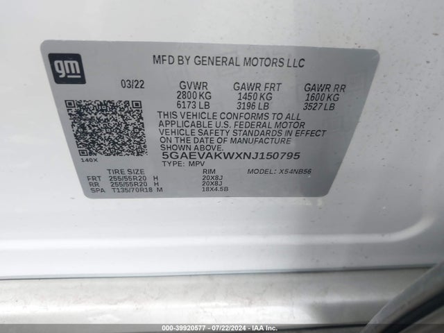 5GAEVAKWXNJ150795 Buick Enclave Awd Essence