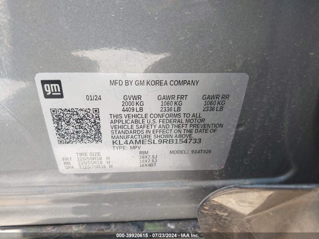 KL4AMESL9RB154733 Buick Encore Gx Sport Touring Awd