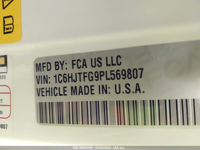 1C6HJTFG9PL569807 Jeep Gladiator Overland 4x4