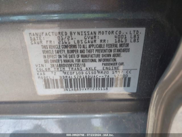 3N1AB8DVXMY235118 Nissan Sentra Sr Xtronic Cvt
