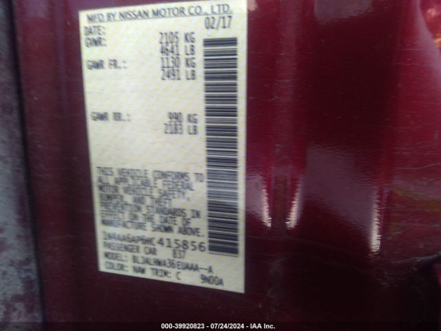 1N4AA6AP6HC415856 Nissan Maxima 3.5 Platinum