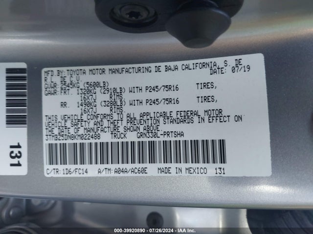 Toyota Tacoma Sr5 2019 3TMBZ5DN8KM022488 Image 9