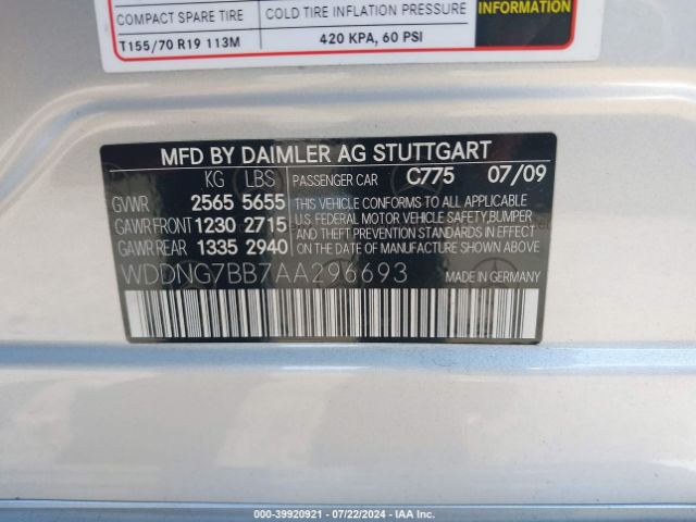 2010 MERCEDES-BENZ S 550 WDDNG7BB7AA296693 Photo 8