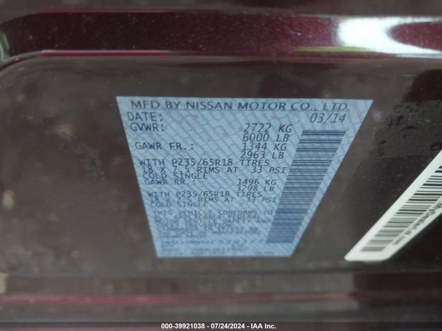5N1CL0MN6EC528377 Infiniti Qx60 Hybrid