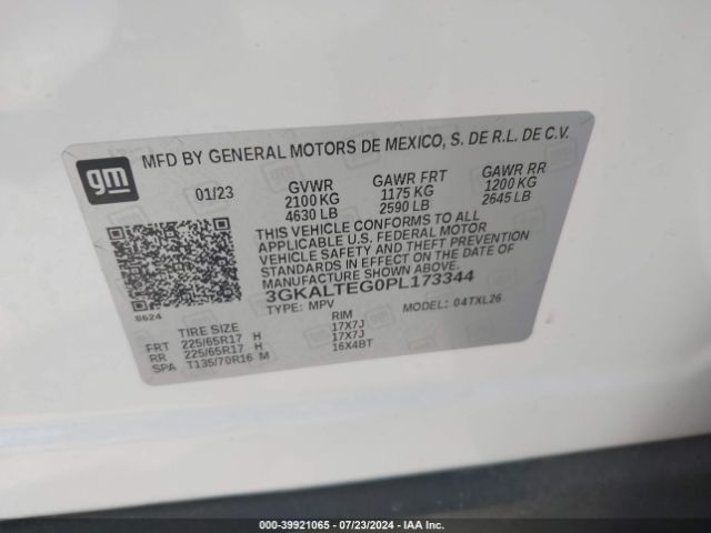 3GKALTEG0PL173344 GMC Terrain Awd Sle