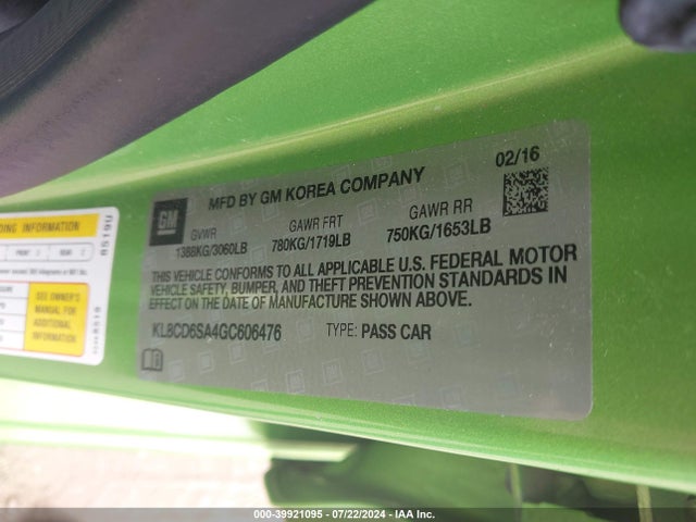 Chevrolet Spark 1lt Cvt 2016 KL8CD6SA4GC606476 Image 9