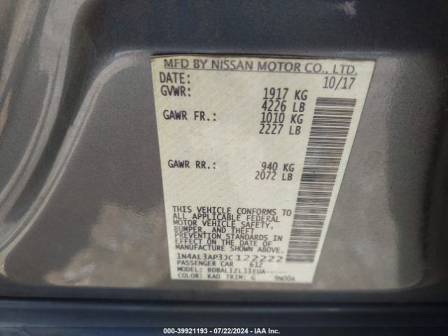 1N4AL3AP3JC122222 Nissan Altima 2.5 Sv