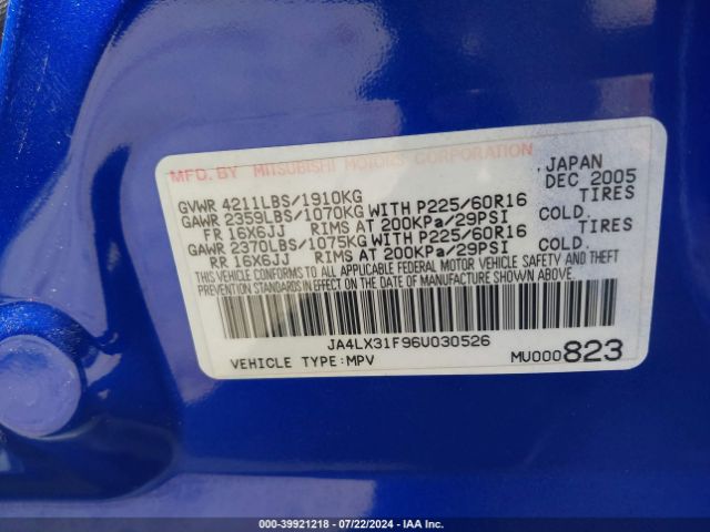 2006 MITSUBISHI OUTLANDER JA4LX31F96U030526 Photo 8