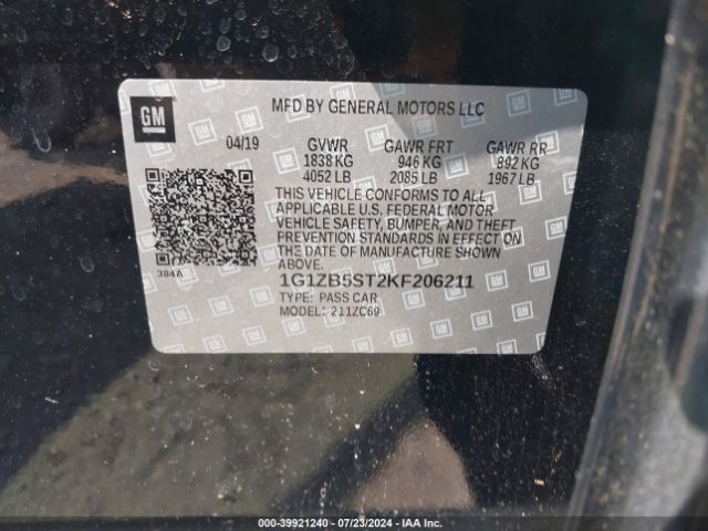 1G1ZB5ST2KF206211 Chevrolet Malibu 1ls