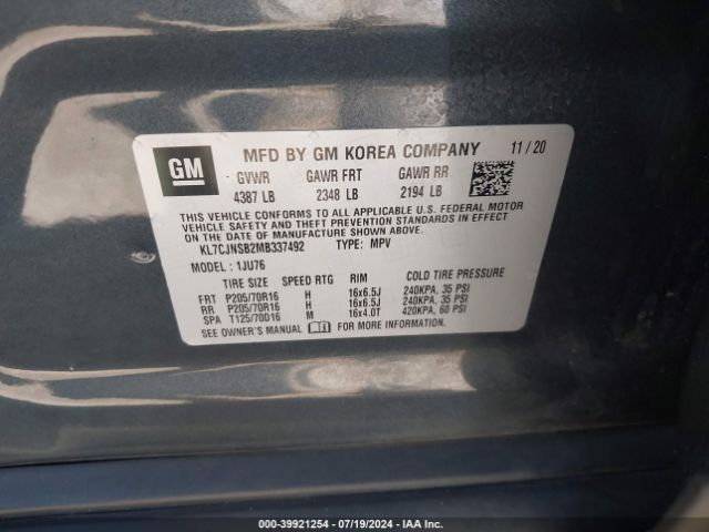 KL7CJNSB2MB337492 Chevrolet Trax Awd Ls