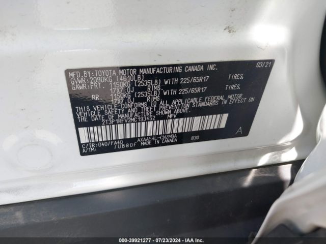 2T3P1RFV2MC193452 Toyota Rav4 Xle